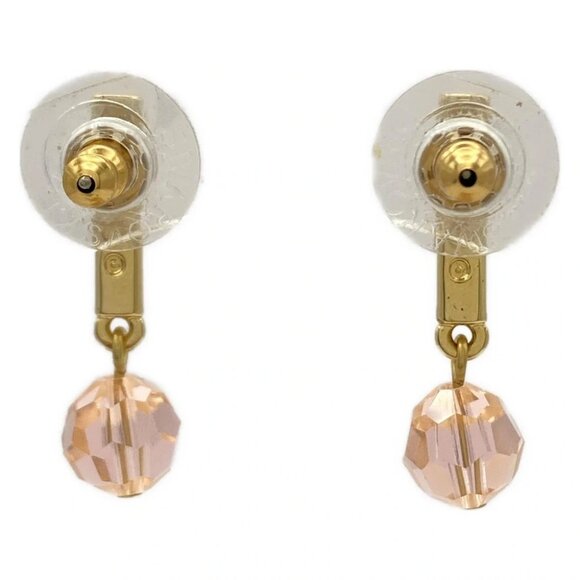 Auth SWAROVSKI - Gold Light Pink Swarovski Crystal Hardware Earrings - Picture 2 of 3